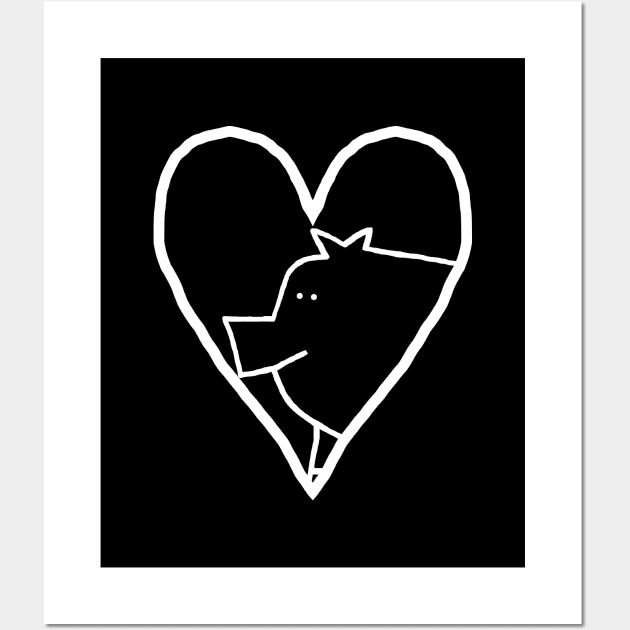 Minimal White Line My Pig Valentine Wall Art by ellenhenryart